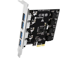 Jansicotek 4 Port PCIE Expansion Card, USB 3.0 Superspeed 5Gbps Front Expansion Card, Internal USB Hub Converter for Win XP Win7 Win 8 Win 10 Win 11 Linux