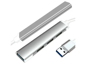 USB3.0 Hub, Portable 4-in-1 USB3.0 to 4 x USB3.0 Adapter, USB3.0 Data Splitter Compatible with Laptop, PC, Computer, Mobile HDD, Flash Drive USB Laptops and Other USB Devices-Gray USB3.0 Hub, Portable 4-in-1 USB3.0 to 4 x USB3.0 Adapter, USB3.0 Data Splitter Compatible with Laptop, PC, Computer, Mobile HDD, Flash Drive USB Laptops and Other USB Devices-Gray