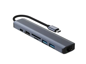 USB-C Type-C to Ethernet Adapter, 7 in 1 USB C Hub Ethernet with 2 USB 3.0 Ports/1 USB-C Ports/Gigabit Rj45, Thunderbolt (3/4) to Network Adapter for MacBook Pro/Air, XPS, iPad Pro USB-C Type-C to Ethernet Adapter, 7 in 1 USB C Hub Ethernet with 2 USB 3.0 Ports/1 USB-C Ports/Gigabit Rj45, Thunderbolt (3/4) to Network Adapter for MacBook Pro/Air, XPS, iPad Pro