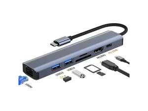 USB to Ethernet Adapter Gigabit | 2-Port USB3.0 Hub HDMI with 10/100/1000 Rj45 Adapter,Aluminum 7-in-1 USB-C to LAN Network Converter for Surface Pro,Chromebook and Laptop USB to Ethernet Adapter Gigabit | 2-Port USB3.0 Hub HDMI with 10/100/1000 Rj45 Adapter,Aluminum 7-in-1 USB-C to LAN Network Converter for Surface Pro,Chromebook and Laptop