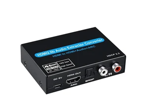 4K HDMI Audio Extractor,HDMI to HDMI + Optical Toslink(SPDIF) + RCA(L/R) Stereo Analog Outputs Video Audio Splitter Converter Support 4k 60Hz 3D 1080P,Black