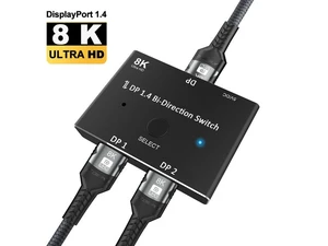 DisplayPort 8K DP 1.4 2In 1Out 1In 2Out Switch Bi-Direction 8K@60Hz 4K@120Hz Splitter Converter for Multiple Source and displays DisplayPort 8K DP 1.4 2In 1Out 1In 2Out Switch Bi-Direction 8K@60Hz 4K@120Hz Splitter Converter for Multiple Source and displays