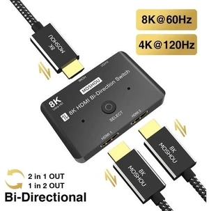 HDMI 2.1 Ultra HD 8K High Speed 48Gbps Bi-Directional Switch 2 in 1 Out or 1 in 2 Out 8K@60Hz 4K@120Hz Converter Compatible with Xbox PS5 Projectors Monitors HDMI 2.1 Ultra HD 8K High Speed 48Gbps Bi-Directional Switch 2 in 1 Out or 1 in 2 Out 8K@60Hz 4K@120Hz Converter Compatible with Xbox PS5 Projectors Monitors