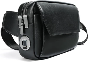 Anti-Theft Crossbody Bag with Fingerprint Lock,Leather Sling Bag with findmy tracker for Men Women,Shoulder Chest Bag Zipper Lock for travel Anti-Theft Crossbody Bag with Fingerprint Lock,Leather Sling Bag with findmy tracker for Men Women,Shoulder Chest Bag Zipper Lock for travel