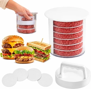 Hamburger Press Patty Maker with Stackable Storage & Discs| Burger Patty Maker Press for BBQ, Meal Prep | Make, Stack, Store & Freeze Patties | 5 Layer Burger Stacker Hamburger Press Patty Maker with Stackable Storage & Discs| Burger Patty Maker Press for BBQ, Meal Prep | Make, Stack, Store & Freeze Patties | 5 Layer Burger Stacker