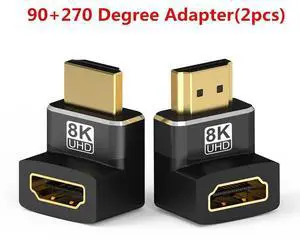 WRIARICH 8K HDMI Coupler Male to Female 90 Degree and 270 Degree Upward Angle Converter, 2 Pack 8K HDMI Adapter, HDMI Connector 3D, HDMI 2.1 Extender Compatible with HDTV Stick Switch Xbox One PS4 WRIARICH 8K HDMI Coupler Male to Female 90 Degree and 270 Degree Upward Angle Converter, 2 Pack 8K HDMI Adapter, HDMI Connector 3D, HDMI 2.1 Extender Compatible with HDTV Stick Switch Xbox One PS4