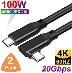 2 Pack 4K 60Hz USB C Cable 1.6ft, 3.2 Gen 2x2 USB C to C Cord Right Angle, 20Gbps High Speed Data Transfer, 100W Type C Fast Charging Cable Compatible with Phones SSD Powerbank Tablets Laptop 2 Pack 4K 60Hz USB C Cable 1.6ft, 3.2 Gen 2x2 USB C to C Cord Right Angle, 20Gbps High Speed Data Transfer, 100W Type C Fast Charging Cable Compatible with Phones SSD Powerbank Tablets Laptop