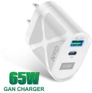 Dual Port USB C Charger 65W PD 3.0 GaN Charger Type C Adapter with Fast Wall Charger Compatible for iPhone 14 Pro Max/14 Plus/13, MacBook Pro, iPad Pro, Switch, Galaxy S22/S21- White Dual Port USB C Charger 65W PD 3.0 GaN Charger Type C Adapter with Fast Wall Charger Compatible for iPhone 14 Pro Max/14 Plus/13, MacBook Pro, iPad Pro, Switch, Galaxy S22/S21- White