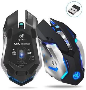 WRIARICH M10 Gaming Mouse, Wireless Rechargeable Mouse with Colorful LED Lights and 2400DPI 600mah Lithium Battery for Laptop and Computer (Black) WRIARICH M10 Gaming Mouse, Wireless Rechargeable Mouse with Colorful LED Lights and 2400DPI 600mah Lithium Battery for Laptop and Computer (Black)