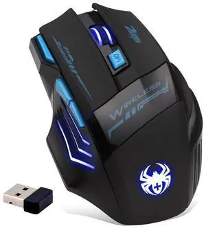 ZELOTES Professional LED Optical 2400 DPI 7 Button USB 2.4G Wireless Gaming Mouse Mice for Gamer (Black) ZELOTES Professional LED Optical 2400 DPI 7 Button USB 2.4G Wireless Gaming Mouse Mice for Gamer (Black)
