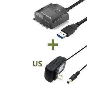WRIARICH USB 3.0 to SATA Converter Adapter for 2.5 3.5 Inch Hard Drive Disk SSD HDD, Power Adapter and USB 3.0 Cable Included, Support UASP, Black WRIARICH USB 3.0 to SATA Converter Adapter for 2.5 3.5 Inch Hard Drive Disk SSD HDD, Power Adapter and USB 3.0 Cable Included, Support UASP, Black