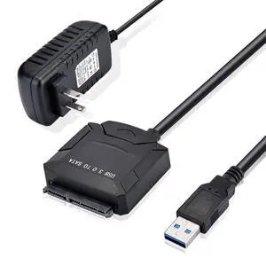 WRIARICH USB 3.0 to SATA Adapter, SATA to USB 3.0 Cable, Compatible 2.5 inch 3.5 inch HDD SSD Hard Disk SATA III HDD Hard Disk Driver,with Power Adapter Included, Support UASP , Black WRIARICH USB 3.0 to SATA Adapter, SATA to USB 3.0 Cable, Compatible 2.5 inch 3.5 inch HDD SSD Hard Disk SATA III HDD Hard Disk Driver,with Power Adapter Included, Support UASP , Black
