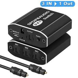 3 port 3x1 optical toslink SPDIF digital audio splitter,3 input and 1 ouput with IR remote control,support DTS AC3,DTS,DTS-HD and LCPM 3 port 3x1 optical toslink SPDIF digital audio splitter,3 input and 1 ouput with IR remote control,support DTS AC3,DTS,DTS-HD and LCPM
