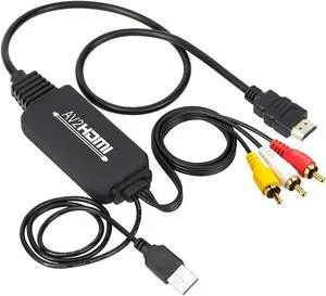 RCA to HDMI Converter, Composite to HDMI Adapter Support 1080P PAL/NTSC Compatible with PS one, PS2, PS3, STB, Xbox, VHS, VCR, Blue-Ray DVD Players RCA to HDMI Converter, Composite to HDMI Adapter Support 1080P PAL/NTSC Compatible with PS one, PS2, PS3, STB, Xbox, VHS, VCR, Blue-Ray DVD Players