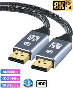 8K DisplayPort Cable 1.4, DP Cable (8K@60Hz, 2K@240Hz, 4K@144Hz, 32.4Gbps)Display Port to Display Port Cable 1.4 (DP to DP Cable) Compatible with Gaming Laptop TV PC Computer Monitor-Grey,6.6ft 8K DisplayPort Cable 1.4, DP Cable (8K@60Hz, 2K@240Hz, 4K@144Hz, 32.4Gbps)Display Port to Display Port Cable 1.4 (DP to DP Cable) Compatible with Gaming Laptop TV PC Computer Monitor-Grey,6.6ft