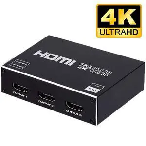 WRIARICH HDMI Splitter 1 in 3 Out - 1x3 HDMI Display Duplicate/Mirror - Powered Splitter Full HD 1080P, 4K @ 30Hz (One Input To Three Outputs) - 1 Source to 3 Identical Displays WRIARICH HDMI Splitter 1 in 3 Out - 1x3 HDMI Display Duplicate/Mirror - Powered Splitter Full HD 1080P, 4K @ 30Hz (One Input To Three Outputs) - 1 Source to 3 Identical Displays
