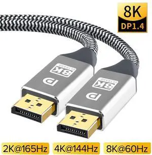 WRIARICH Certified DisplayPort Cable 1.4, 8K DP Cable 6.6FT (8K@60Hz, 2K@240Hz, 4K@144Hz, 32.4Gbps) Support HDCP 2.2, HDR10 FreeSync G-Sync for Gaming Laptop TV PC Computer Monitor (Silver) WRIARICH Certified DisplayPort Cable 1.4, 8K DP Cable 6.6FT (8K@60Hz, 2K@240Hz, 4K@144Hz, 32.4Gbps) Support HDCP 2.2, HDR10 FreeSync G-Sync for Gaming Laptop TV PC Computer Monitor (Silver)