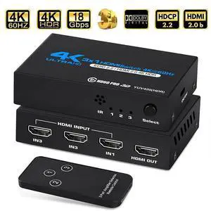 WRIARICH 4K HDMI Switch 3x1, 3 Port HDMI Selector Switcher 3 in 1 Out with IR Remote Control Support 4K@60Hz, 4Kx2K, HDR, HDMI 2.0b, HDCP 2.2, 3D, 1080P (OZQ2-1) WRIARICH 4K HDMI Switch 3x1, 3 Port HDMI Selector Switcher 3 in 1 Out with IR Remote Control Support 4K@60Hz, 4Kx2K, HDR, HDMI 2.0b, HDCP 2.2, 3D, 1080P (OZQ2-1)