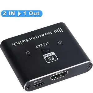 8K HDMI 2.1 Switch Bi-Directional 2 in 1 Out/ 1 in 2 Out, 8K HDMI Switch 4K@120Hz/8K@60Hz 2 in 1 Out Aluminum Splitter UHD 3D Compatible for Switch, PS4, Roku, HDTV, Monitor 8K HDMI 2.1 Switch Bi-Directional 2 in 1 Out/ 1 in 2 Out, 8K HDMI Switch 4K@120Hz/8K@60Hz 2 in 1 Out Aluminum Splitter UHD 3D Compatible for Switch, PS4, Roku, HDTV, Monitor