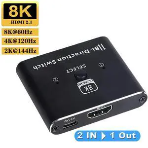 8K@60Hz HDMI 2.1 Ultra HD High Speed 48Gbps Bi-Directional Switch 2in 1out/1in 2out 8K@60Hz 4K@120Hz Converter Compatible with Xbox PS5 Projectors Monitors 8K@60Hz HDMI 2.1 Ultra HD High Speed 48Gbps Bi-Directional Switch 2in 1out/1in 2out 8K@60Hz 4K@120Hz Converter Compatible with Xbox PS5 Projectors Monitors