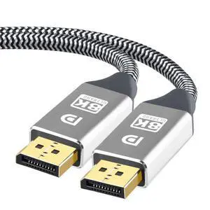 8K DP 1.4 Cable 10Feet, 8K Displayport Cable, Durable Pure Copper Cord, 32.4Gbps Ultra High Speed, 8K@60Hz, 4K@144Hz, Support HBR3, DSC 1.2, HDR10, Compatible for Graphics Card, VR Headset, Silver 8K DP 1.4 Cable 10Feet, 8K Displayport Cable, Durable Pure Copper Cord, 32.4Gbps Ultra High Speed, 8K@60Hz, 4K@144Hz, Support HBR3, DSC 1.2, HDR10, Compatible for Graphics Card, VR Headset, Silver