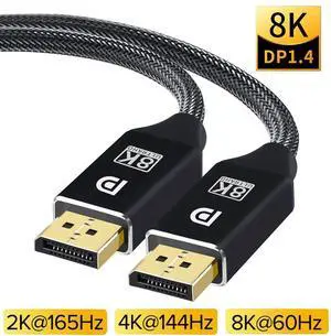 WRIARICH Certified DisplayPort Cable 1.4, 8K DP Cable 10FT (8K@60Hz, 2K@240Hz, 4K@144Hz, 32.4Gbps) Support HDCP 2.2, HDR10 FreeSync G-Sync for Gaming Laptop TV PC Computer Monitor (Black) WRIARICH Certified DisplayPort Cable 1.4, 8K DP Cable 10FT (8K@60Hz, 2K@240Hz, 4K@144Hz, 32.4Gbps) Support HDCP 2.2, HDR10 FreeSync G-Sync for Gaming Laptop TV PC Computer Monitor (Black)