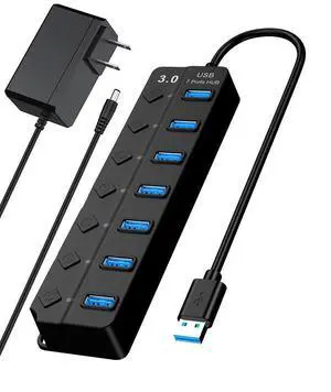 USB Hub 3.0 Powered, 7 Ports USB Data Hub Splitter with 5V DC Power Adapter and ON/Off Switches for MacBook, Mac Pro/Mini, iMac, Surface Pro Laptop/PC USB Hub 3.0 Powered, 7 Ports USB Data Hub Splitter with 5V DC Power Adapter and ON/Off Switches for MacBook, Mac Pro/Mini, iMac, Surface Pro Laptop/PC