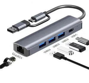 WRIARICH 2-in-1 USB-C USB 3.0 to Ethernet Adapter, 4 in 1 USB C Hub Ethernet with 3 USB 3.0 Ports/1 USB-C Ports/Gigabit Rj45, Thunderbolt (3/4) to Network Adapter for MacBook Pro/Air, XPS, iPad Pro WRIARICH 2-in-1 USB-C USB 3.0 to Ethernet Adapter, 4 in 1 USB C Hub Ethernet with 3 USB 3.0 Ports/1 USB-C Ports/Gigabit Rj45, Thunderbolt (3/4) to Network Adapter for MacBook Pro/Air, XPS, iPad Pro