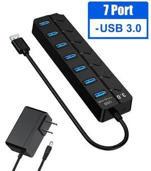 7 Ports Powered USB HUB 3nd Generation 5GB Super Speed External USB Port USB 3.0 USB Hub for Computer, Mac, PCs, Smartphone & Tablets Computer Multiple USB Hub (Powered Black) 7 Ports Powered USB HUB 3nd Generation 5GB Super Speed External USB Port USB 3.0 USB Hub for Computer, Mac, PCs, Smartphone & Tablets Computer Multiple USB Hub (Powered Black)