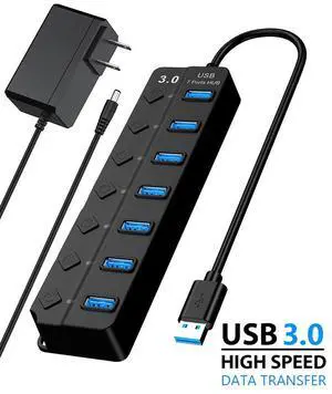 7 Port USB Hub 3.0 Splitter High Speed Expansion Lightweight Portable Universal for Laptop, PC, Computer, Mobile HDD - Black(7IN1HUB) 7 Port USB Hub 3.0 Splitter High Speed Expansion Lightweight Portable Universal for Laptop, PC, Computer, Mobile HDD - Black(7IN1HUB)
