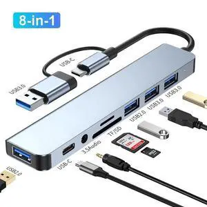 USB C Docking Station, 8-in-1 Laptop USB3.0/USB-C Dock with USB 3.0 & 3*USB 2.0, 100W Power Delivery, TF/SD Card Reader 3.5mm Audio Compatible with MacBook, iPad, Steam Deck or Other USB A/C Devices USB C Docking Station, 8-in-1 Laptop USB3.0/USB-C Dock with USB 3.0 & 3*USB 2.0, 100W Power Delivery, TF/SD Card Reader 3.5mm Audio Compatible with MacBook, iPad, Steam Deck or Other USB A/C Devices