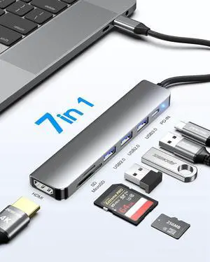 WRIARICH USB C Hub, 7-in-1 USB C to HDMI Adapter with 4K HDMI, 100W PD, 1*USB 3.0, 2*USB 2.0 and SD/TF Card Reader, Multiport Splitter Compatible with MacBook Air/Pro M1/M2, Surface Go and More WRIARICH USB C Hub, 7-in-1 USB C to HDMI Adapter with 4K HDMI, 100W PD, 1*USB 3.0, 2*USB 2.0 and SD/TF Card Reader, Multiport Splitter Compatible with MacBook Air/Pro M1/M2, Surface Go and More