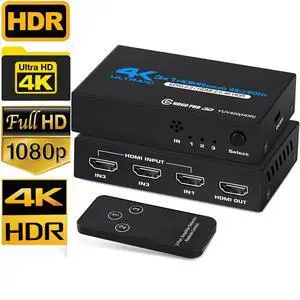 WRIARICH HDMI Switch 3 in 1 Out, 3x1 Power HDMI Switch 3 Ports w/Remote Control, 4Kx2K@60Hz 3D Full HD Distributor for PS4 Fire Stick HDTV, OZQ2-1 WRIARICH HDMI Switch 3 in 1 Out, 3x1 Power HDMI Switch 3 Ports w/Remote Control, 4Kx2K@60Hz 3D Full HD Distributor for PS4 Fire Stick HDTV, OZQ2-1