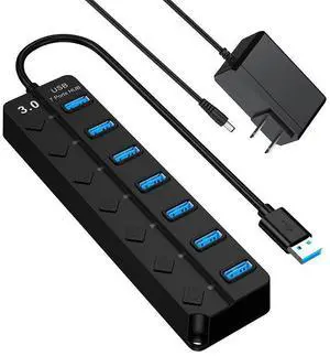 Powered USB 3.0 Multiport Hub, 7-Port Data Splitter with 5V DC Power Adapter, Individual On/Off Switches for MacBook, Mac Pro/Mini, Surface, Chromebook, More (Black, 7IN1HUB)) Powered USB 3.0 Multiport Hub, 7-Port Data Splitter with 5V DC Power Adapter, Individual On/Off Switches for MacBook, Mac Pro/Mini, Surface, Chromebook, More (Black, 7IN1HUB))