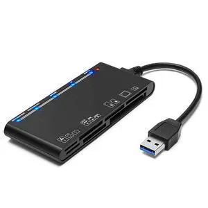 WRIARICH Memory Card Reader, 7in1 USB 3.0 to SD Micro SD MS CF Card Reader Adapter, 5 Cards Simultaneously Read and Write, Compatible with Windows/Linux/Mac OS, and More WRIARICH Memory Card Reader, 7in1 USB 3.0 to SD Micro SD MS CF Card Reader Adapter, 5 Cards Simultaneously Read and Write, Compatible with Windows/Linux/Mac OS, and More