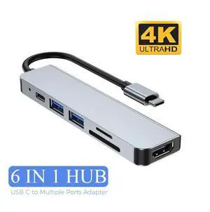 USB C Hub, 6 in 1 Aluminum USB Type C to HDMI, Ethernet, USB C PD Charging, SD TF Card Reader, 2 USB 3.0 Adapter, Compatible with MacBook Pro 2019/2018, iPad Pro 2018, Galaxy S10/S9 USB C Hub, 6 in 1 Aluminum USB Type C to HDMI, Ethernet, USB C PD Charging, SD TF Card Reader, 2 USB 3.0 Adapter, Compatible with MacBook Pro 2019/2018, iPad Pro 2018, Galaxy S10/S9