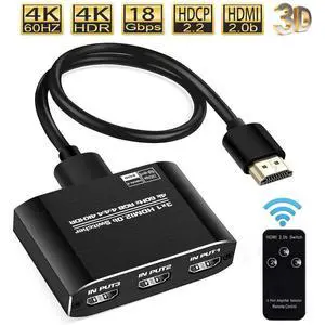 4K 60Hz HDMI Switch 3 In 1 Out 3x1 Switcher Converter Adapter with Remoter for XBox PS4 PS5 Pro PC Projector Laptop - OZQ3-1 4K 60Hz HDMI Switch 3 In 1 Out 3x1 Switcher Converter Adapter with Remoter for XBox PS4 PS5 Pro PC Projector Laptop - OZQ3-1