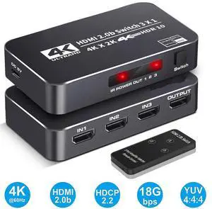 WRIARICH HDMI Switch 4K@60Hz, 3 Port HDMI 2.0 Switcher Selector 3 in 1 Out HDMI Switch with IR Remote Control, Supports 4K HDR10 HDCP 2.2 3D Dolby for Nintendo Switch,Xbox PS5/PS4,Fire Stick and More WRIARICH HDMI Switch 4K@60Hz, 3 Port HDMI 2.0 Switcher Selector 3 in 1 Out HDMI Switch with IR Remote Control, Supports 4K HDR10 HDCP 2.2 3D Dolby for Nintendo Switch,Xbox PS5/PS4,Fire Stick and More