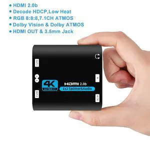 WRIARICH HDMI Switch HDMI Splitter 4K@60HZ, HDMI Splitter 1 in 2 Out with 3.5mm Jack audio out, Supports HDCP2.2 4K 3D 1080P for PS4 PS5 Blu-Ray-Player Fire Stick Xbox PC (OZF6-1) WRIARICH HDMI Switch HDMI Splitter 4K@60HZ, HDMI Splitter 1 in 2 Out with 3.5mm Jack audio out, Supports HDCP2.2 4K 3D 1080P for PS4 PS5 Blu-Ray-Player Fire Stick Xbox PC (OZF6-1)