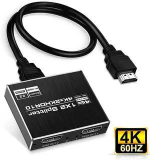 4K@60Hz HDMI Splitter 1 in 2 Out with EDID, 1x2 Power HDMI Splitter 2 Ports w/AC Adapter, 4Kx2K@60Hz 3D Full HD Distributor for PS4 Fire Stick HDTV 4K@60Hz HDMI Splitter 1 in 2 Out with EDID, 1x2 Power HDMI Splitter 2 Ports w/AC Adapter, 4Kx2K@60Hz 3D Full HD Distributor for PS4 Fire Stick HDTV