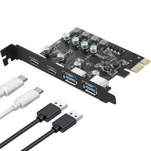 WRIARICH PCIE USB 3.0 Card 4 Ports(2X USB-C - 2X USB-A) PCI Expree to USB Expansion Card Super Speed 5Gbps PCI-e USB3 Hub Controller Adapter for Windows 11, 10, 8.x, 7, Vista, XP Desktop PCs WRIARICH PCIE USB 3.0 Card 4 Ports(2X USB-C - 2X USB-A) PCI Expree to USB Expansion Card Super Speed 5Gbps PCI-e USB3 Hub Controller Adapter for Windows 11, 10, 8.x, 7, Vista, XP Desktop PCs