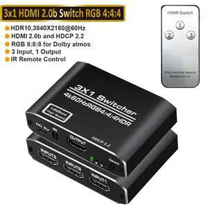 4K 2K 60Hz HDMI Switch 3x1 HD 4K HDMI Video Switcher Adapter 3 In 1 Out HDMI Splitter with Remote Control for DVD HDTV TV Box PS4 - OZQ3-1 4K 2K 60Hz HDMI Switch 3x1 HD 4K HDMI Video Switcher Adapter 3 In 1 Out HDMI Splitter with Remote Control for DVD HDTV TV Box PS4 - OZQ3-1