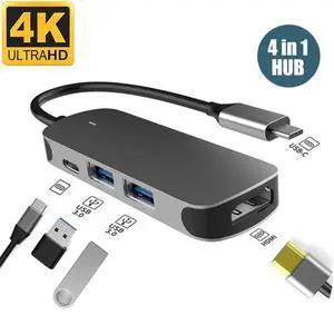 WRIARICH USB C Hub, MacBook Pro Adapter USB C Dongle, 4 in 1 USB C to HDMI Multiport Adapter Compatible for USB C Laptops Nintendo and Other Type C Devices (4K HDMI USB3.0/2.0 60W PD) WRIARICH USB C Hub, MacBook Pro Adapter USB C Dongle, 4 in 1 USB C to HDMI Multiport Adapter Compatible for USB C Laptops Nintendo and Other Type C Devices (4K HDMI USB3.0/2.0 60W PD)