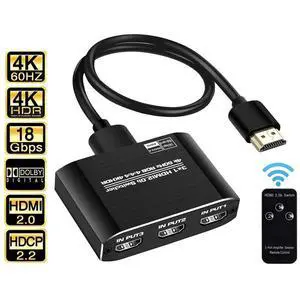 Switcher HDMI 2.0-compatible 3 in 1 out 4K 60Hz 2K 120Hz Switch Splitter adapter IR Remote For PS5 PS4 Projector Supports Ultra HD Dolby Vision, 18.5Gbps, HDR10, HDCP 2.2 & 3D - OZQ3-1 Switcher HDMI 2.0-compatible 3 in 1 out 4K 60Hz 2K 120Hz Switch Splitter adapter IR Remote For PS5 PS4 Projector Supports Ultra HD Dolby Vision, 18.5Gbps, HDR10, HDCP 2.2 & 3D - OZQ3-1