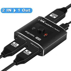 WRIARICH HDMI Switch 2 in 1 Out, 8k 2x1 HDMI Switch, HDMI Switch 4k 120hz High-Speed 48gbps, Button Switch, Hdmi 2.1 Switch Support Hdcp2.3, Dynamic HDR for 8k Tv, Xbox X, Ps5 (OZ8Q2B) WRIARICH HDMI Switch 2 in 1 Out, 8k 2x1 HDMI Switch, HDMI Switch 4k 120hz High-Speed 48gbps, Button Switch, Hdmi 2.1 Switch Support Hdcp2.3, Dynamic HDR for 8k Tv, Xbox X, Ps5 (OZ8Q2B)