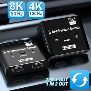 HDMI Switch 8k@60hz Splitter, Aluminum Bidirectional HDMI Switcher 2 in 1 Out,Splitter 1 in 2 Out, Manual HDMI Hub Supports HD Compatible with Xbox PS5/4/3 Blu-Ray Player Fire Stick Roku HDMI Switch 8k@60hz Splitter, Aluminum Bidirectional HDMI Switcher 2 in 1 Out,Splitter 1 in 2 Out, Manual HDMI Hub Supports HD Compatible with Xbox PS5/4/3 Blu-Ray Player Fire Stick Roku