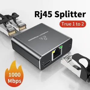 Gigabit Ethernet Splitter 1 in 2 Out, 1000Mbps 1x2 Splitter - LAN/Internet Cable Splitter - Cat5/5e/6/7/8 Splitter 1 to 2, RJ45 Network Extension Connector | Plug&Play | Cost-Effective Gigabit Ethernet Splitter 1 in 2 Out, 1000Mbps 1x2 Splitter - LAN/Internet Cable Splitter - Cat5/5e/6/7/8 Splitter 1 to 2, RJ45 Network Extension Connector | Plug&Play | Cost-Effective