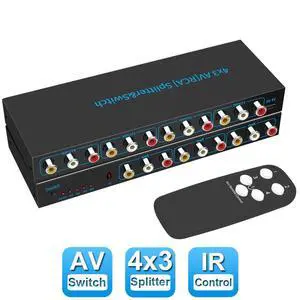 AV RCA Switch 4 in 3 Out Composite Video L/R Audio Switcher Selector Box for DVD Player, Sega Genesis, SNES, N64, PS2/3 Game Consoles AV RCA Switch 4 in 3 Out Composite Video L/R Audio Switcher Selector Box for DVD Player, Sega Genesis, SNES, N64, PS2/3 Game Consoles