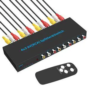 AV Switch RCA Switcher 4 in 3 Out Composite Video L/R Audio Selector Box for DVD STB Game Consoles AV Switch RCA Switcher 4 in 3 Out Composite Video L/R Audio Selector Box for DVD STB Game Consoles