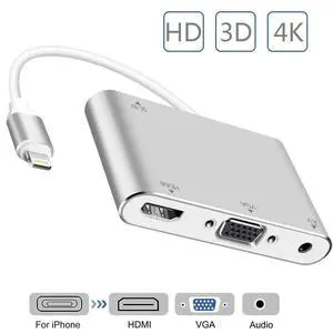 WRIARICH HDMI VGA AV Adapter Converter, Acetend 2019 Latest Version 4 in 1 Plug and Play Digtal AV Adapter for iPhone X / 8 / 8Plus/7/7Plus/6/6s/6s Plus/5/5s iPad iPod to Projector HDTV (Silver) WRIARICH HDMI VGA AV Adapter Converter, Acetend 2019 Latest Version 4 in 1 Plug and Play Digtal AV Adapter for iPhone X / 8 / 8Plus/7/7Plus/6/6s/6s Plus/5/5s iPad iPod to Projector HDTV (Silver)